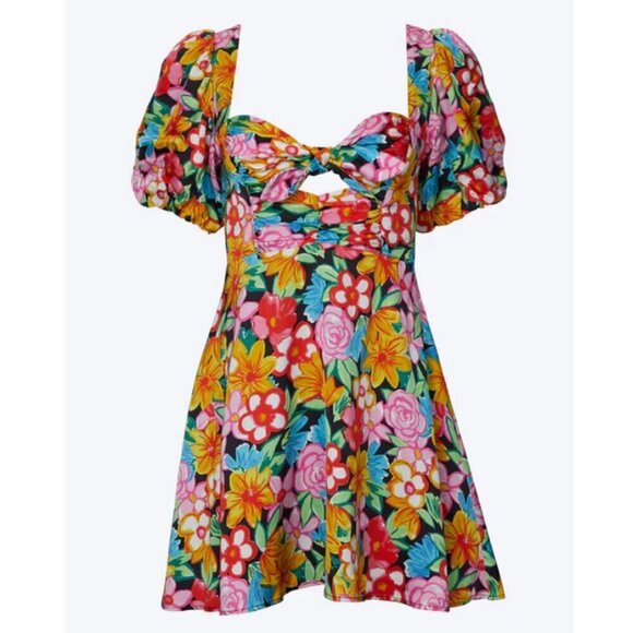 💕FOR LOVE & LEMONS💕 Mallory Mini Dress Multi-Color Vintage Floral Print XS NWT - Picture 9 of 16